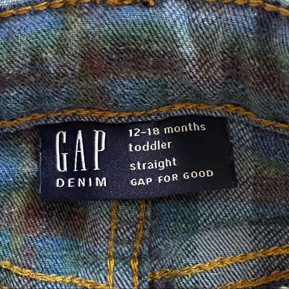 Gap Jeans size 12-18 Months plaid flannel cuffs Denim pants baby boys Gapkids - Picture 7 of 13